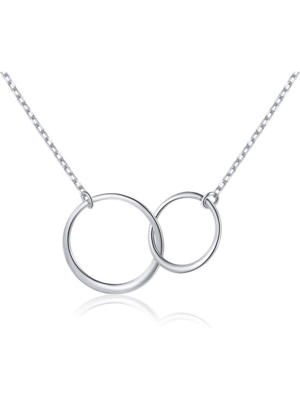 Sterling Silver Interlocking Infinity Circles Pendant Necklace, Rolo Chain 18